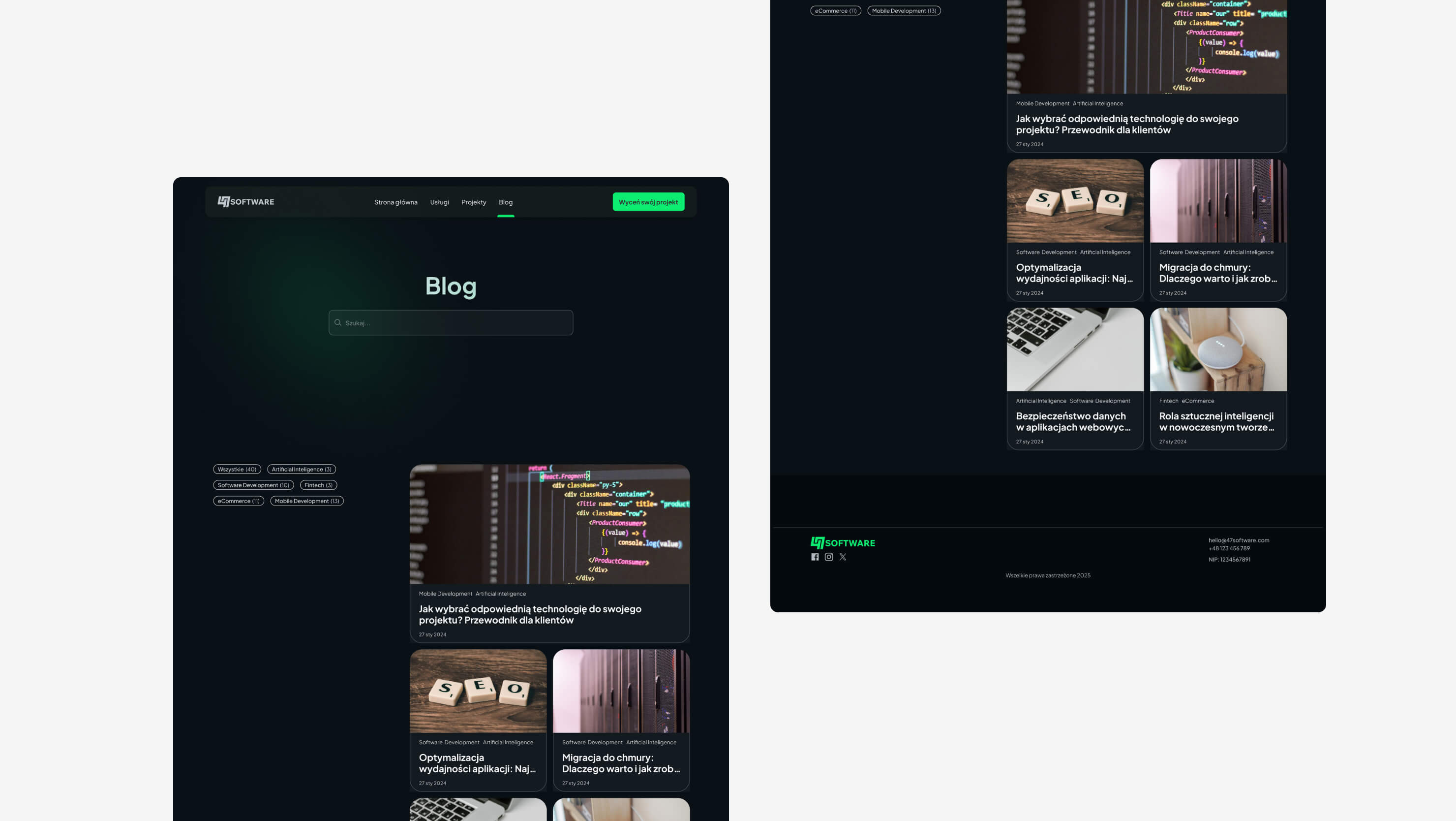 47software website - Blog page mockups