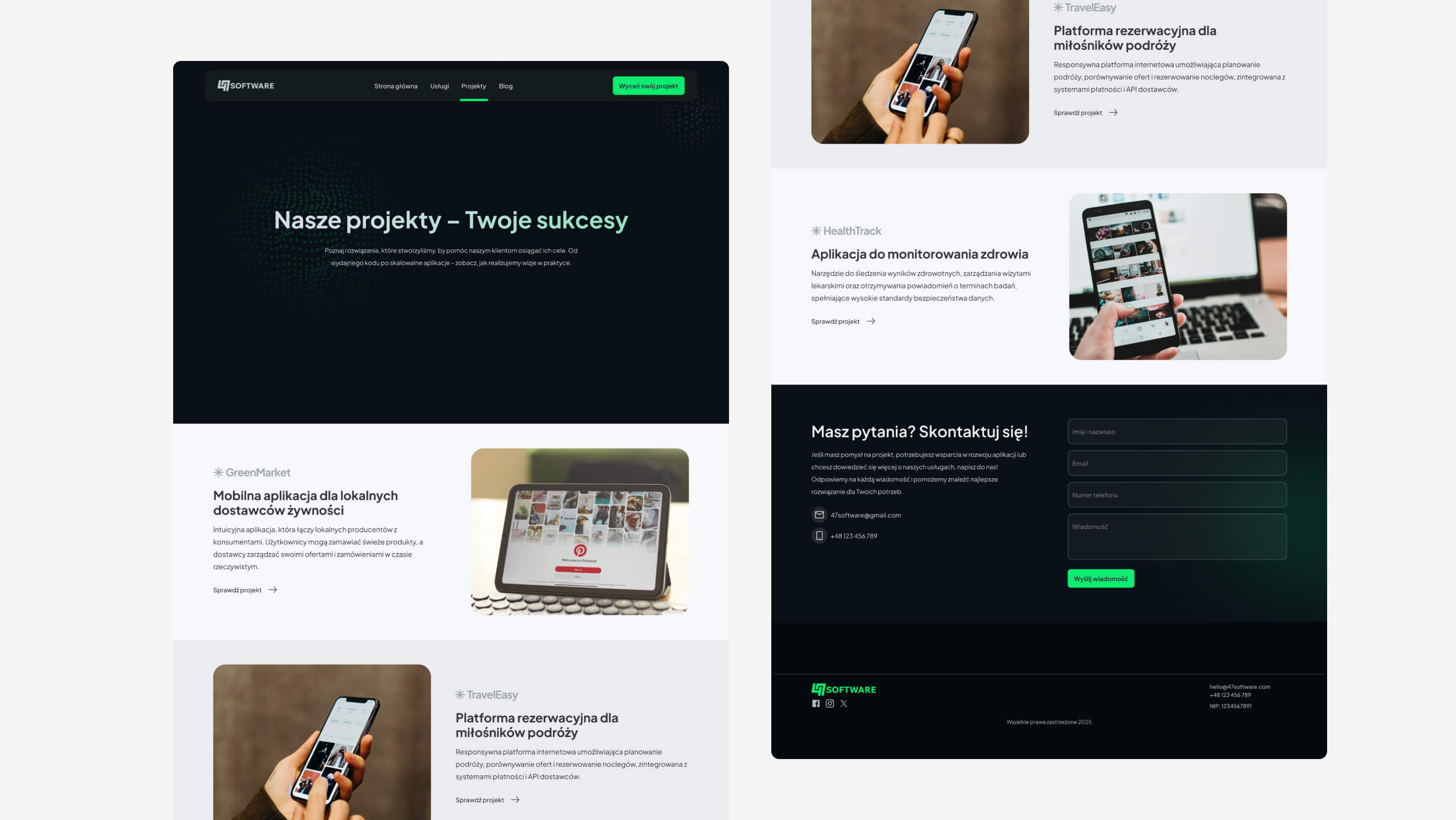47software website - Projects page mockups