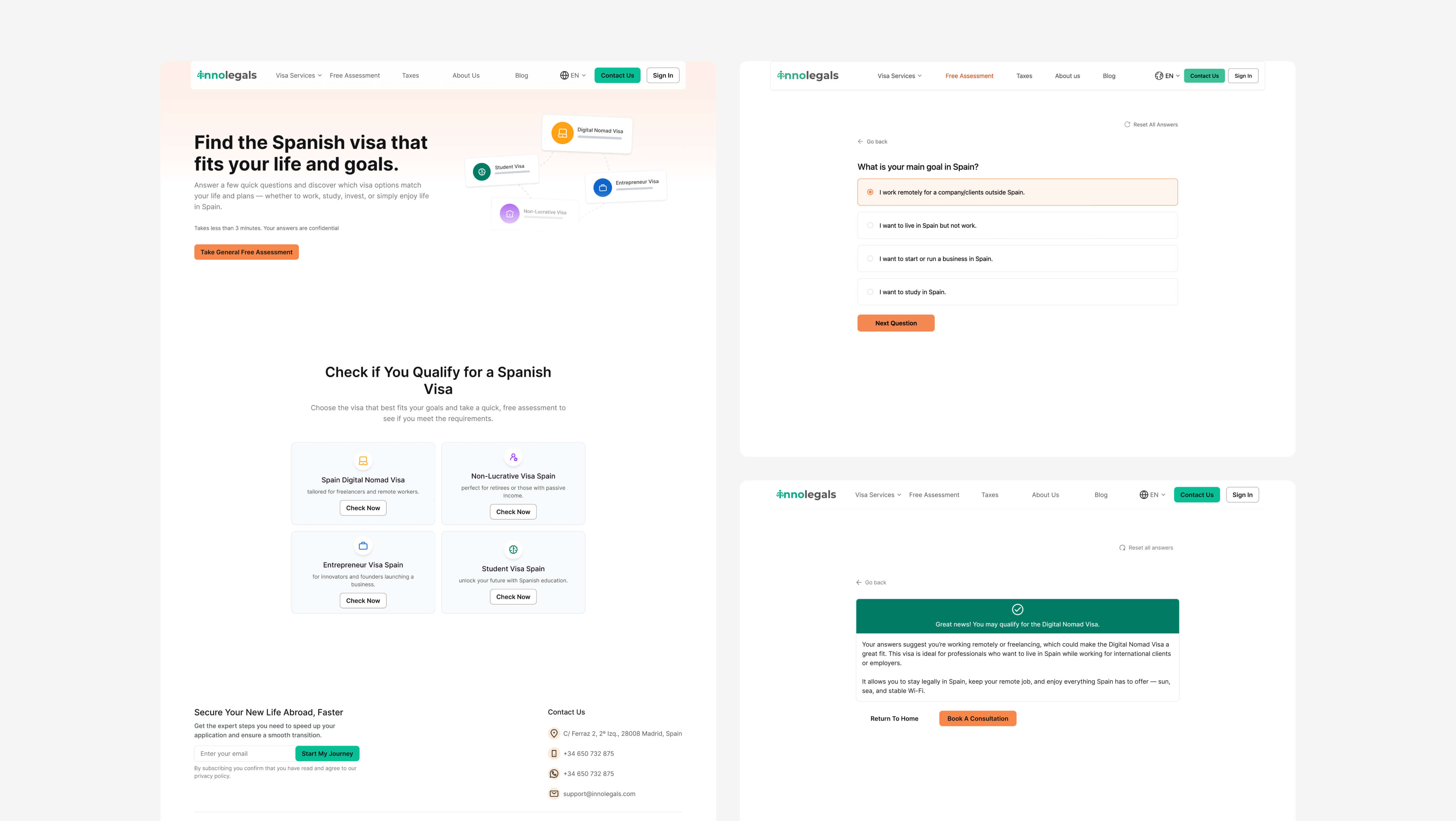 innolegals website - free assessment