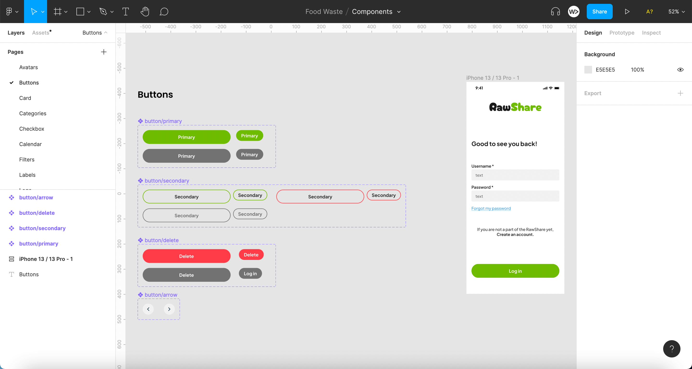 Rawshare's design system components example