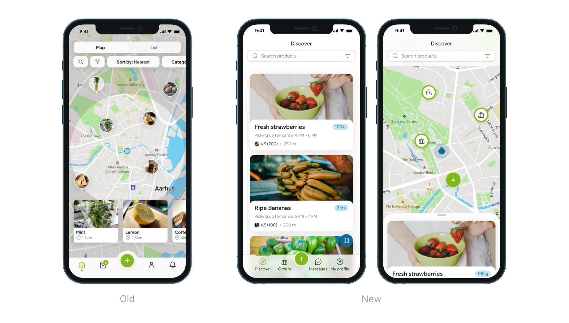 RawShare app before and after redesigning - Home page