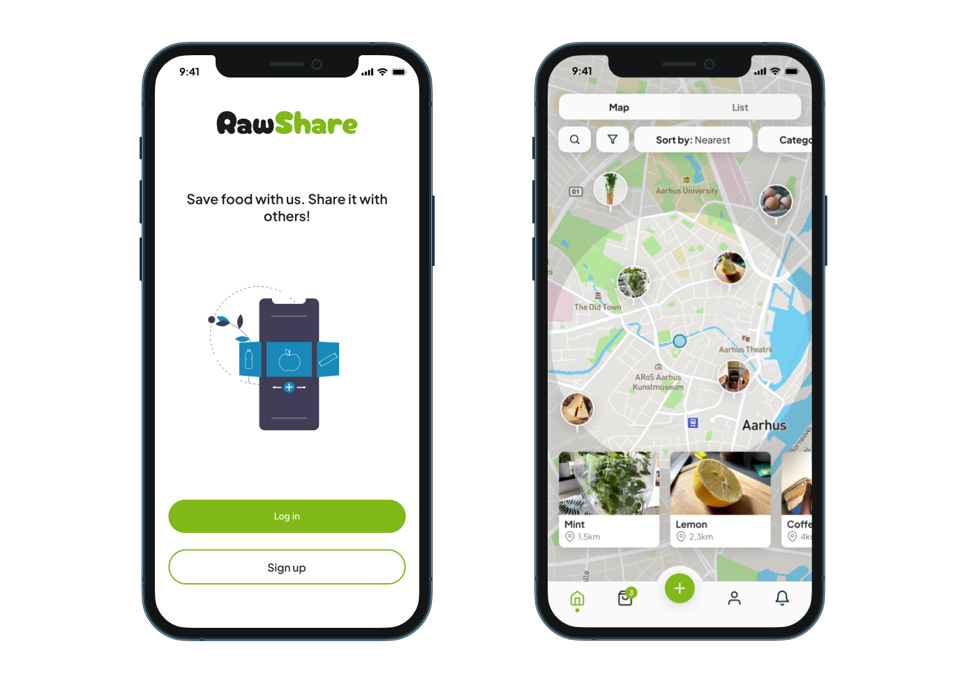 Mockups of Start and Home page